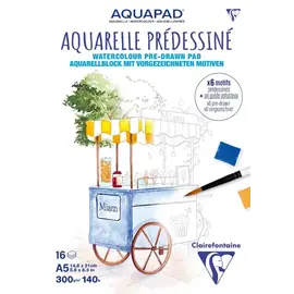Aquapad - Culinaire reizen - aquarelblok voorgedrukt A5 16 vellen