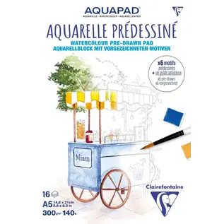 Aquapad - Culinaire reizen - aquarelblok voorgedrukt A5 16 vellen