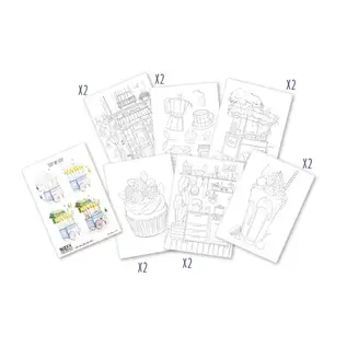 Aquapad - Culinaire reizen - aquarelblok voorgedrukt A5 16 vellen