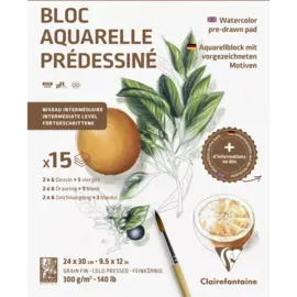 Aquarelblok voorgedrukt 24 x 30 cm 15 vellen