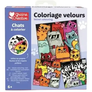 Velours Kleurplaten Katten 3 Stuks 17 x 17 cm