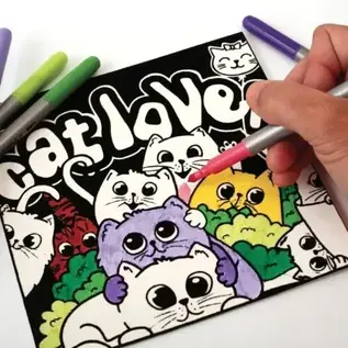 Velours Kleurplaten Katten 3 Stuks 17 x 17 cm