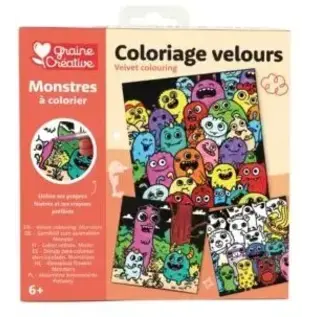 Velours Kleurplaten Monsters 3 Stuks 17 x 17 cm