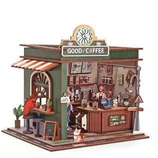 3D VITRINE HOUT KOFFIEHUIS