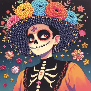 Diamond Painting 3 kaarten - Dia De Los Muertos -