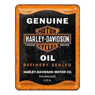 Metalen Bord 15x20cm - Harley-Davidson - Genuine Oil