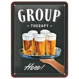 Metalen Wandbord 15x20cm - Group " Therapy " Here!