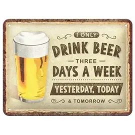 Metalen Wandbord 15x20cm - Drink Beer Three Days