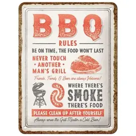 Metalen Wandbord 15x20cm - BBQ Rules