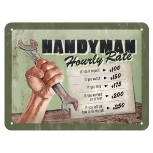 Metalen Wandbord 15x20cm - Handyman hourly rate