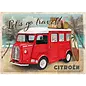 Metalen Wandbord 30 cm x 40 cm - Citroen type H Let's go travel