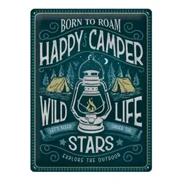 Metalen Wandbord 30 cm x 40 cm - Happy Camper