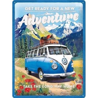 Metalen Wandbord 30 cm x 40 cm - VW Bulli Ready For A New Adventure