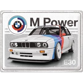 Metalen Wandbord 30 cm x 40 cm - BMW Motorsport - M Power E30