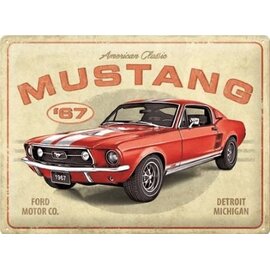 Metalen Wandbord 30 cm x 40 cm - Ford Mustang GT 1967 American Classic