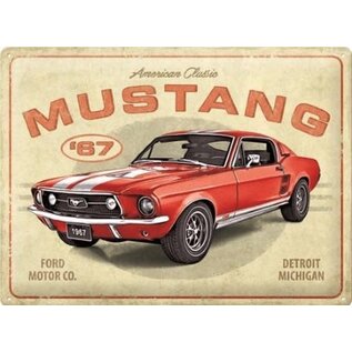 Metalen Wandbord 30 cm x 40 cm - Ford Mustang GT 1967 American Classic