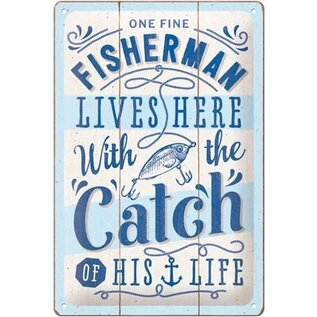 Metalen Wandbord 20x30cm -  Fisherman Catch