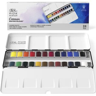 Winsor & Newton Cotman Water Colour Metal Sketchers Box 24 Halve Napjes