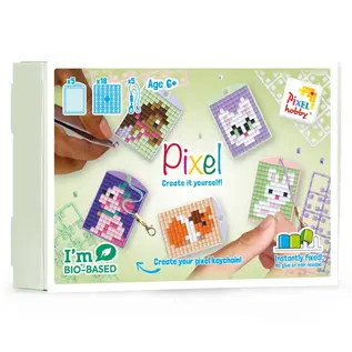 Pixels - Medaillon / sleutelhangers Thema Box - Huisdieren -