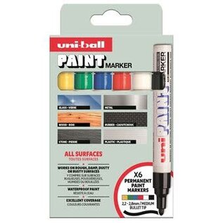 Uni-Ball Paint Marker set Punt: Medium 2,2-2,8mm - 6 stuks