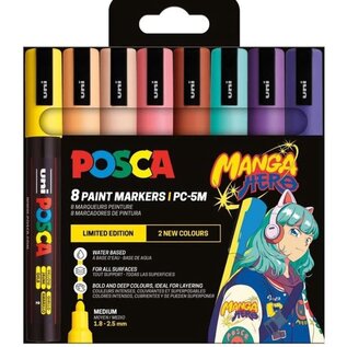 Posca PC5M Markers Set 8 Stuk Manga Hero