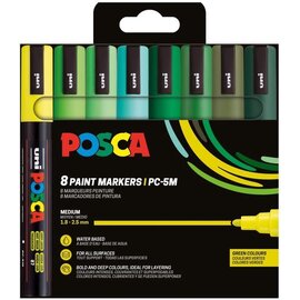 Posca PC5M Markers Set 8 Stuk Groene Tinten