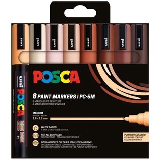 Posca PC5M Markers Set 8 Stuk portretkleuren