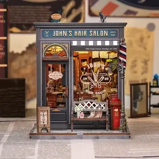 3D DIY huisje, John’s Hair Salon, 15,5x16x19cm