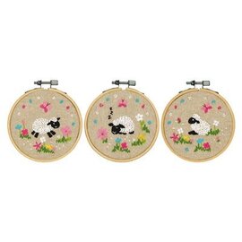 Borduur kit met borduurring Schaapjes in de wei