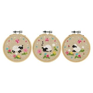 Borduur kit met borduurring Schaapjes in de wei