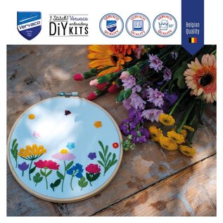 Borduur kit met borduurring Summer Flowers