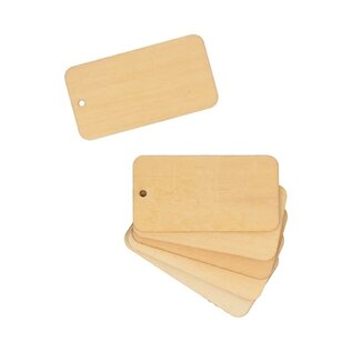 6 Houten etiketten rechhoek