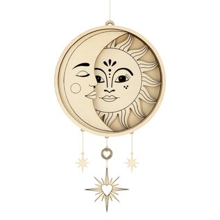 5 houten silhouetten zon