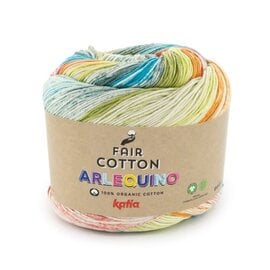 FAIR COTTON ARLEQUINO 254 - Koraal-Turquoise-Blauw cyaan-Limoengroen bad 90448