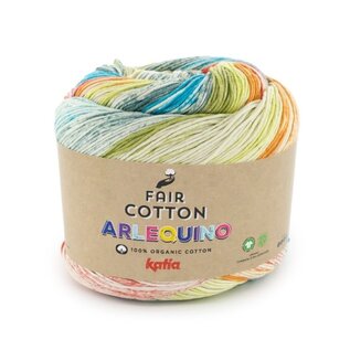 FAIR COTTON ARLEQUINO 254 - Koraal-Turquoise-Blauw cyaan-Limoengroen bad 90448