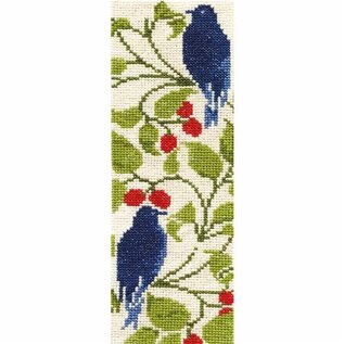 Borduurpakket - Merklap Bird And Berry C.F.A. Voysey Aïda 6 x 19,5 cm -