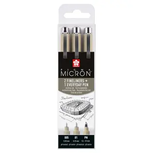 Sakura Pigma Micron Etui 3 Fineliners Zwart 005-01-PN Architectuur