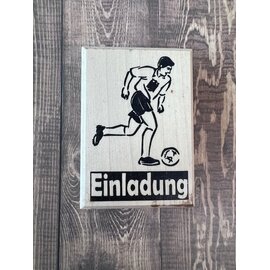Houten Stempel met voetballer (DE) Einladung