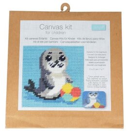 Borduurpakket voor kinderen: grote steken: 17x17 cm - Zeehond
