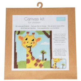 Borduurpakket voor kinderen: grote steken: 17x17 cm - Giraf