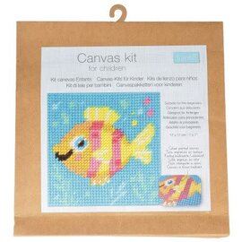 Borduurpakket voor kinderen: grote steken: 17x17 cm -Vis