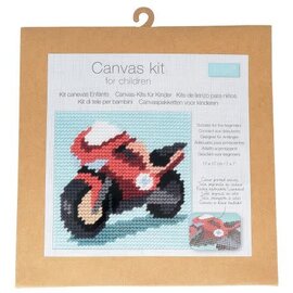 Borduurpakket voor kinderen: grote steken: 17x17 cm - Motor