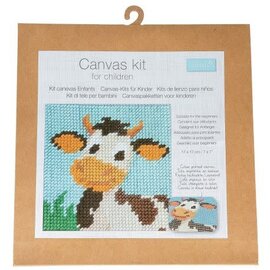 Borduurpakket voor kinderen: grote steken: 17x17 cm - Koe