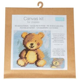 Borduurpakket voor kinderen: grote steken: 17x17 cm - Beer