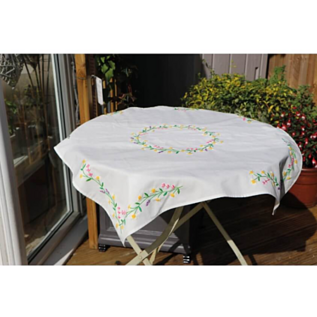 Borduurpakket voor tafelkleed - Daisy Chain - 80 x 80 cm -
