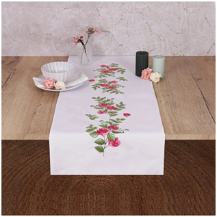 Borduurpakket voor tafelloper - Bloemen en bessen - 40 x 100 cm -