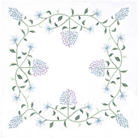 Borduurpakket voor een tafelkleed met kruissteek - Hortensia - 80 x 80 cm -