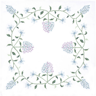 Borduurpakket voor een tafelkleed met kruissteek - Hortensia - 80 x 80 cm -
