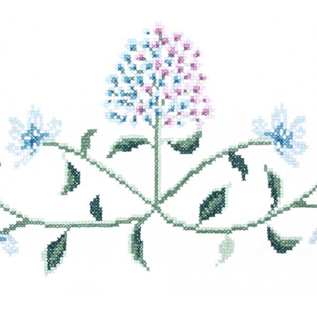 Borduurpakket voor een tafelkleed met kruissteek - Hortensia - 80 x 80 cm -