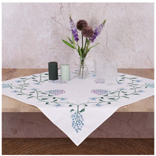 Borduurpakket voor een tafelkleed met kruissteek - Hortensia - 80 x 80 cm -